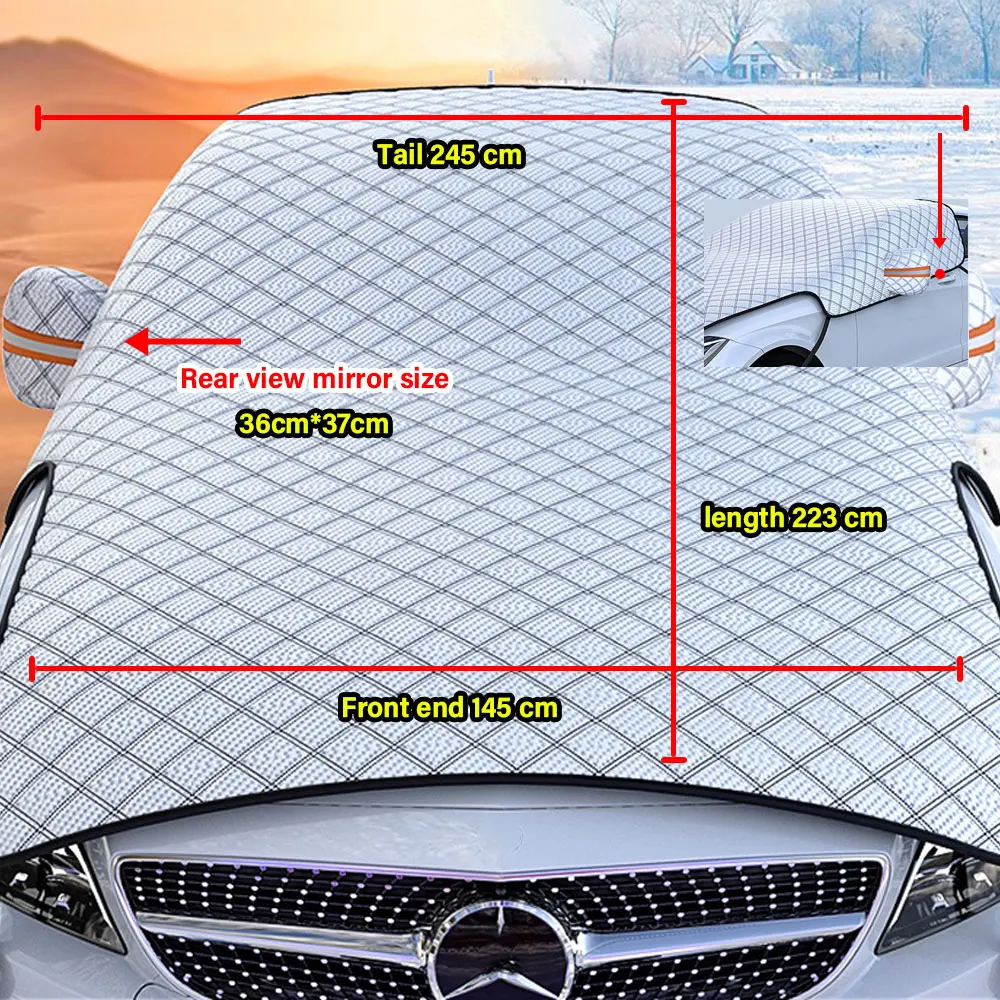 Universal Thicken Car Snow Cover Extra Large Car Windshield Hood Protection  Cover Snowproof Anti-Frost Sunshade Protector