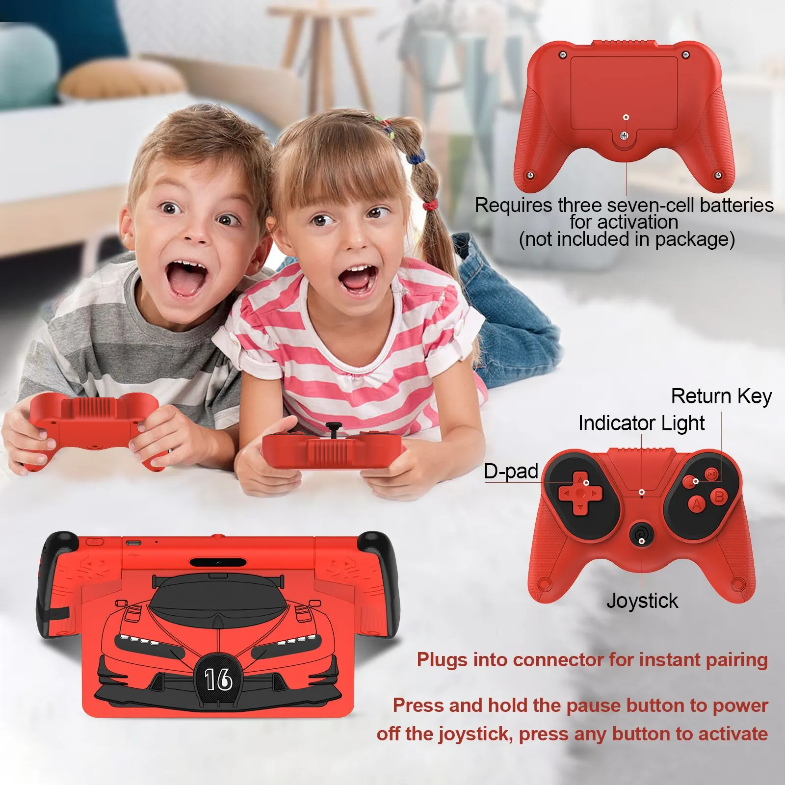 PRITOM 7" Android 12 Tablet for Children, 4GB RAM 64GB ROM, Kids Software Pre-Installed, WiFi, with Cool Sports Car Shape Case 6