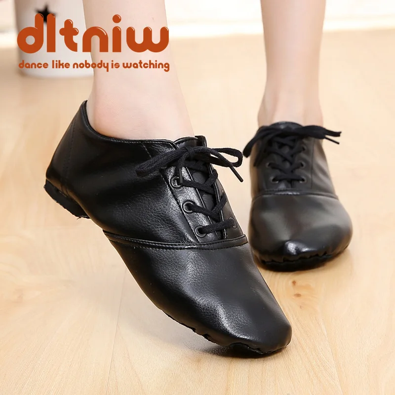 Sale Kids 28-45 PU Leather Jazz Shoe Women Dance damen schuhe Design Soft Lace Up Lady Practice Teacher Ballet Jazz Ballet Shoes 4
