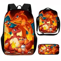 Cute Anime C-charizards Child School Backpack, Lunch Bags ,Pencil Bags ,School Bags for Boys Girls Best Gift