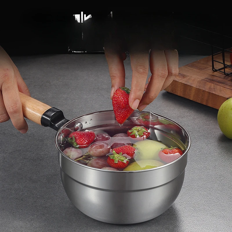 Stainless Steel Water Ladle Multipurpose Spoon for Household Use Solid Wood Long Handle Thickened Large Capacity Water Scoop