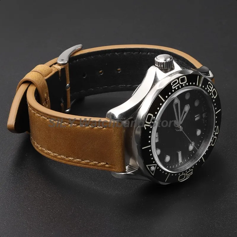 Vintage Brown Calfskin Leather Watch Strap - Premium Soft Wristband