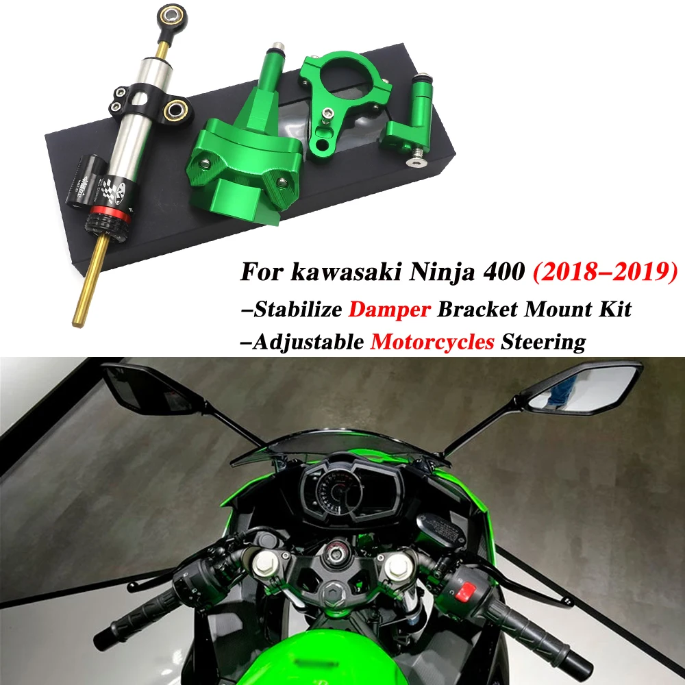 

CNC adjustable steering stabilizer steering damper mounting bracket Motocross kit for kawasaki ninja 400, 2018-2019