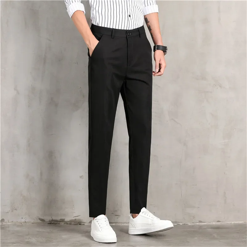 Men's Black Straight Fit Korean Trouser