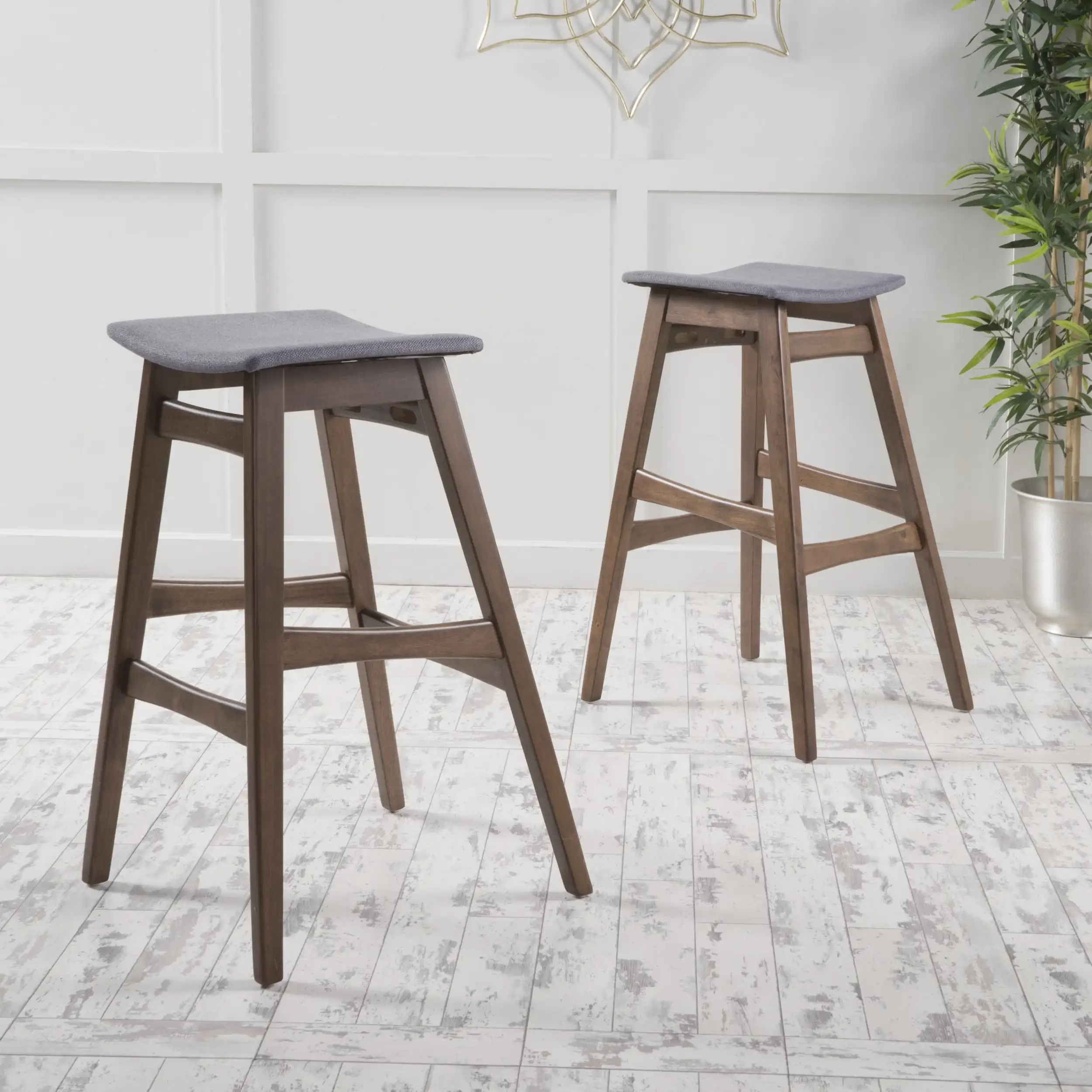 

Noble House Evelyn Fabric Bar Stool, Set of 2, Dark Gray