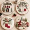 DIY Embroidery Christmas Tree Flower Wreath Winter Snow Cloth Hoop Threads Needles And English Instructions Kit Handmade Gift