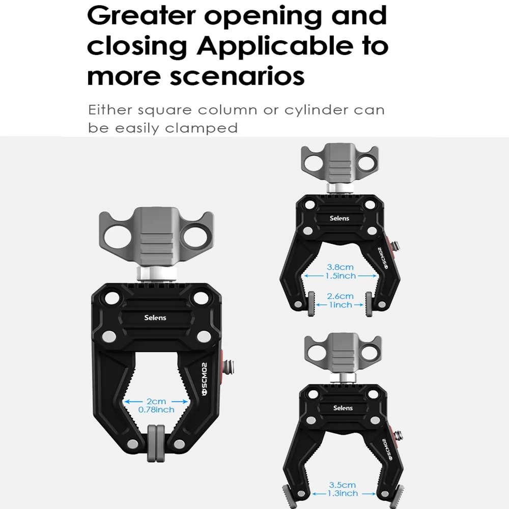 Selens Photography Multifuncional Crab Clamp Cabeça de Câmera Liga de Alumínio tipo c Strong Clip para Suporte de Luz Extension Arm Clip - Image 5