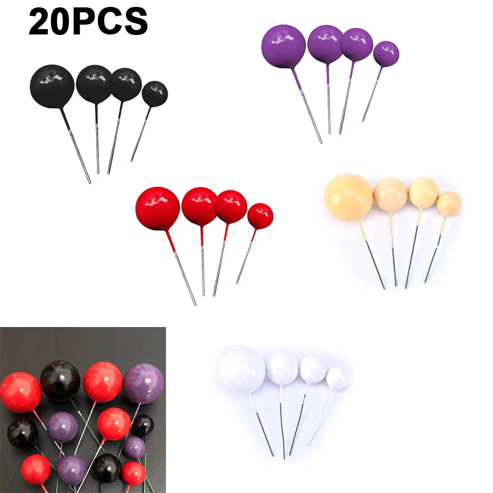 20 stücke Ball Für Kuchen Topper Geburtstag Neue 2/2,5/3/4 cm Weiß/gelb/schwarz/lila/rot Kuchen Topper Cupcake Topper Für Kuchen Dekor – Detail 1