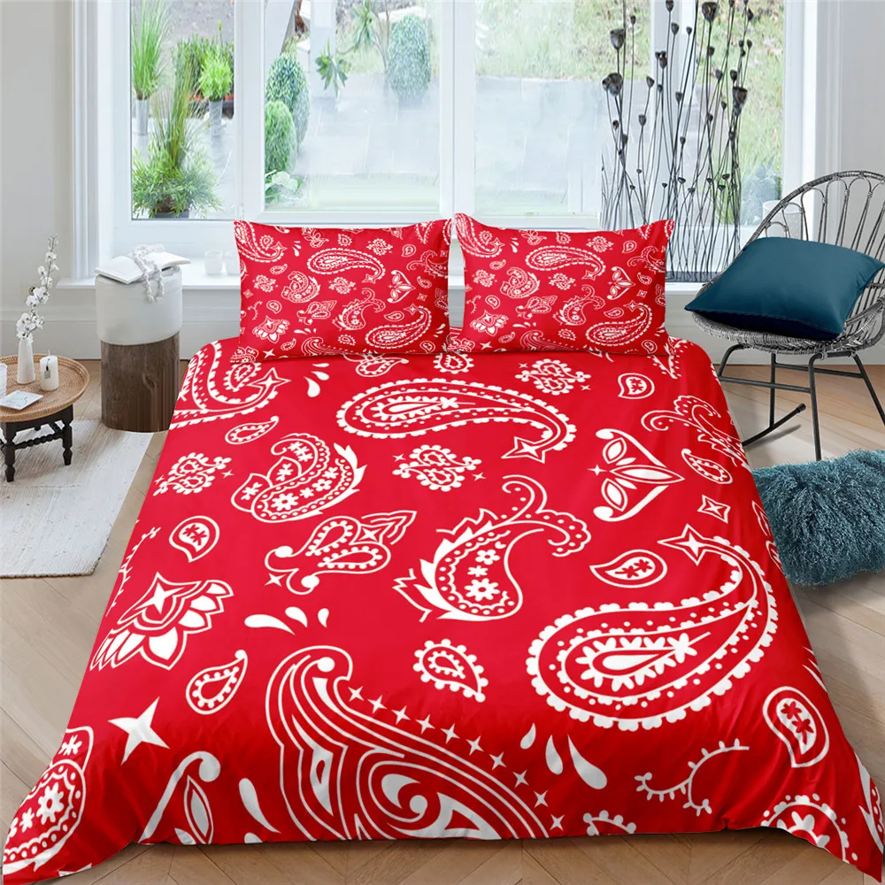 Bandana Printed Bedding Sets Comfortable Duvet Cover with Pillowcase Paisley Flora Bedding Decor Single Double Queen King Size