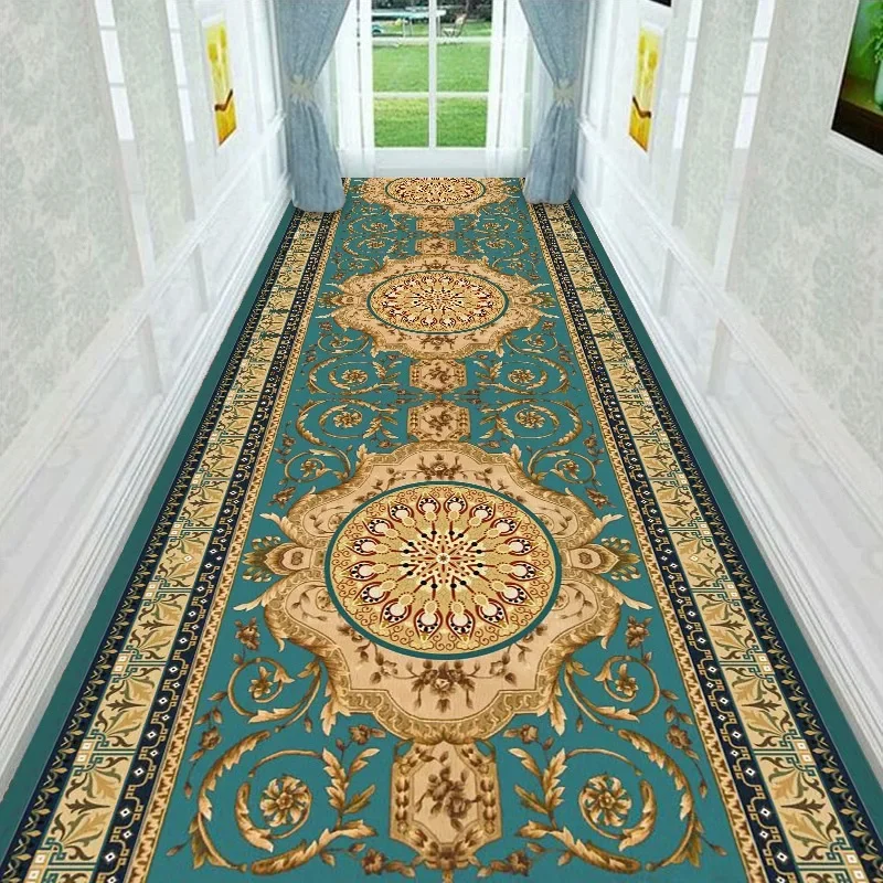 

European Style Aisle Walkway Carpet Hallway Decor Area Rug Luxury Corridor Long Runner Passageway Doorway Floor Mats Non-slip