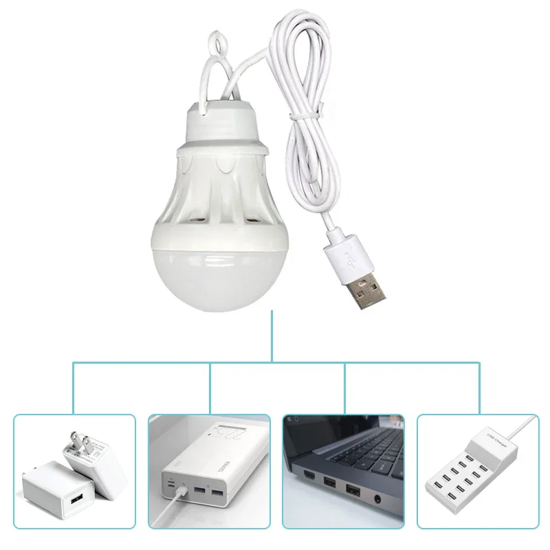 Portable Lantern Camp Lights USB Bulb LED Portable Night Light Bedroom Book Light Tent Camping Gear Hiking Single Lamp 3W/5W/7W led light night light book light