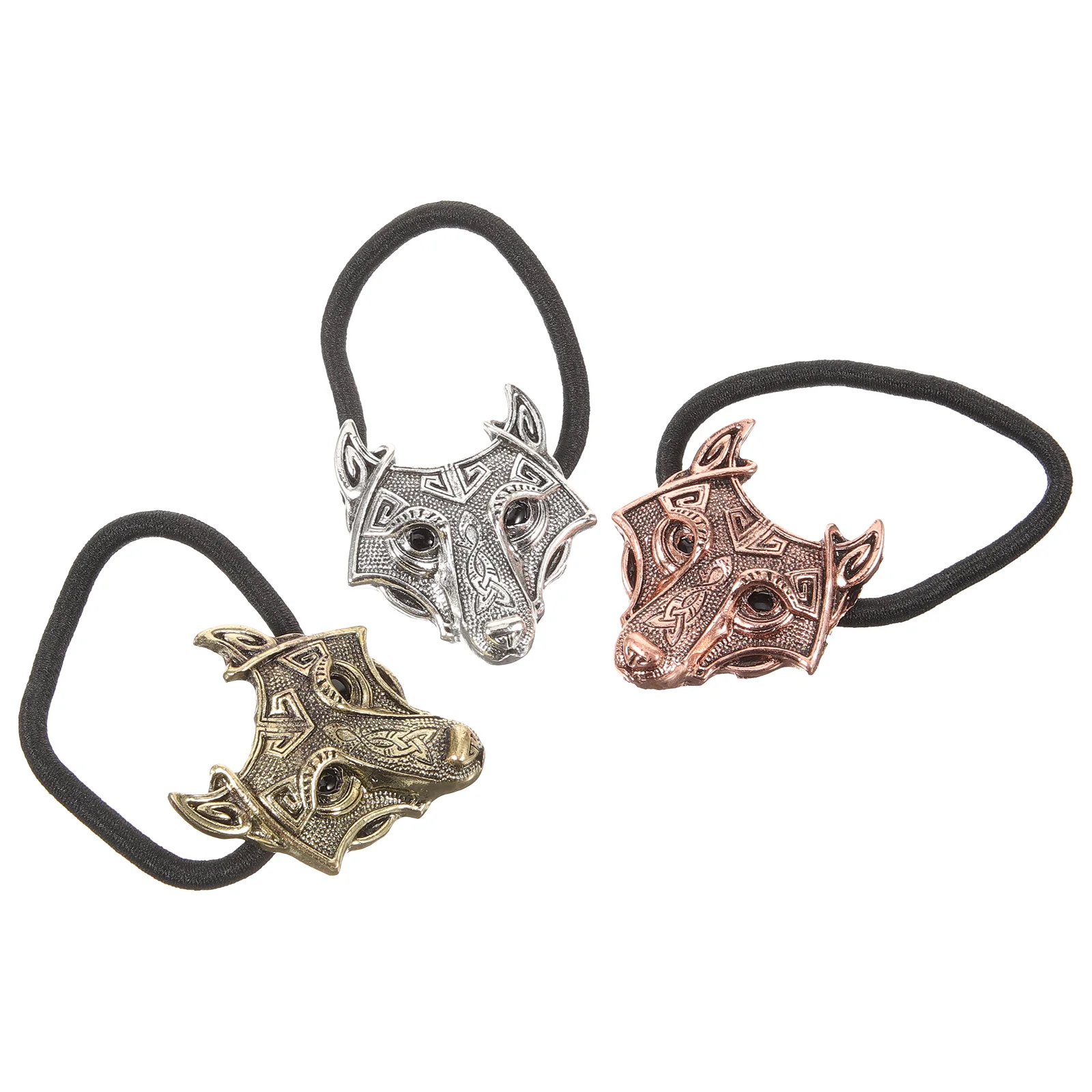 

3pcs Retro Wolf Head Hair Ties Elastic Ponytail Holders Vintage Hair Bands Accessories