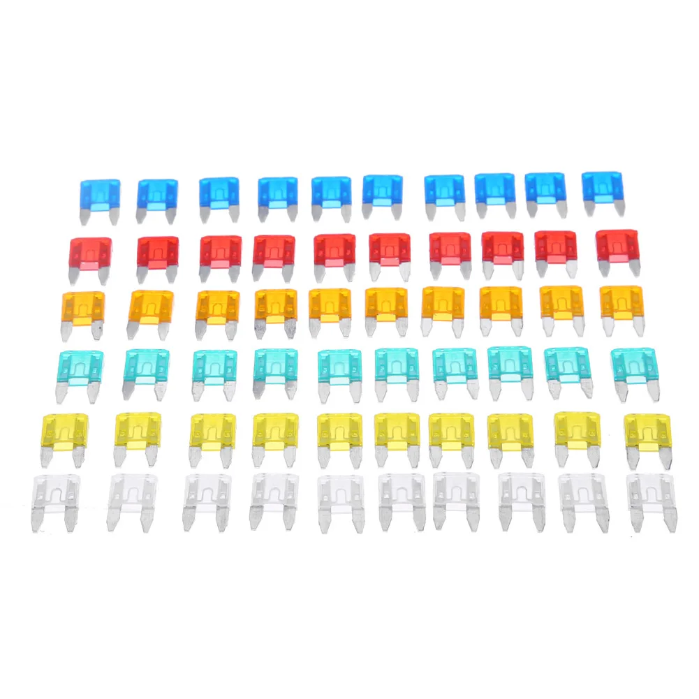 60Pcs Auto Car Truck Mini Fuse Blade 5A 10A 15A 20A 25A 30A Mixed Set Kit Car Styling Auto Safety Blade