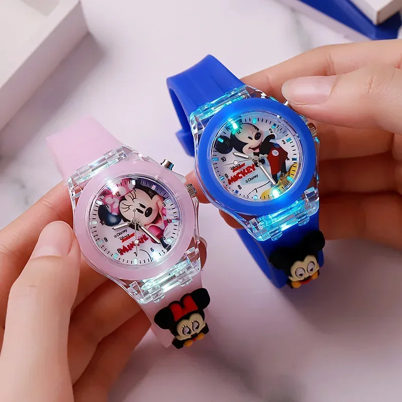 Milwauyfashion Minnie Watch Mickey Mouse Luce Flash Per Bambini Cartoon Figure Doll Orologio Elettronico Ragazzi Ragazze Regali Di Compleanno