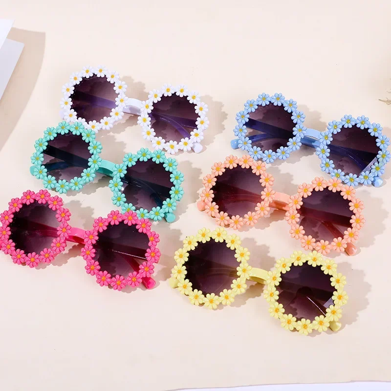 Kids Sunglasses Acrylic Flower Outdoor Sun Protection Summer Children Cute Baby Girls Classic UV400