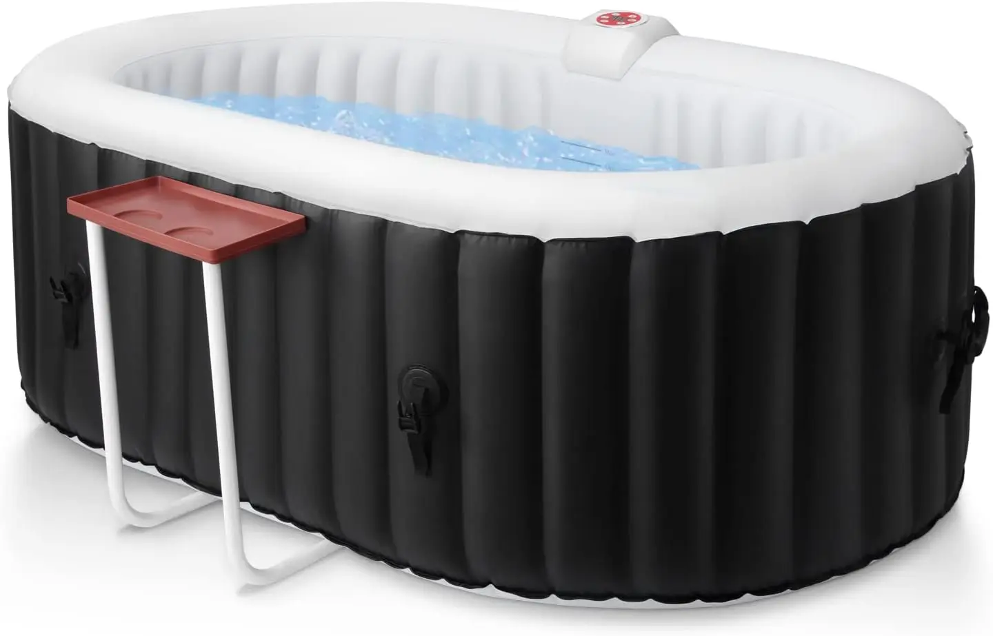 Hot Tub Inflatable Portable Oval Hot Tub Spa 2 Person with 90 Bubble Jets Cover Filter Cartridges Pump Black