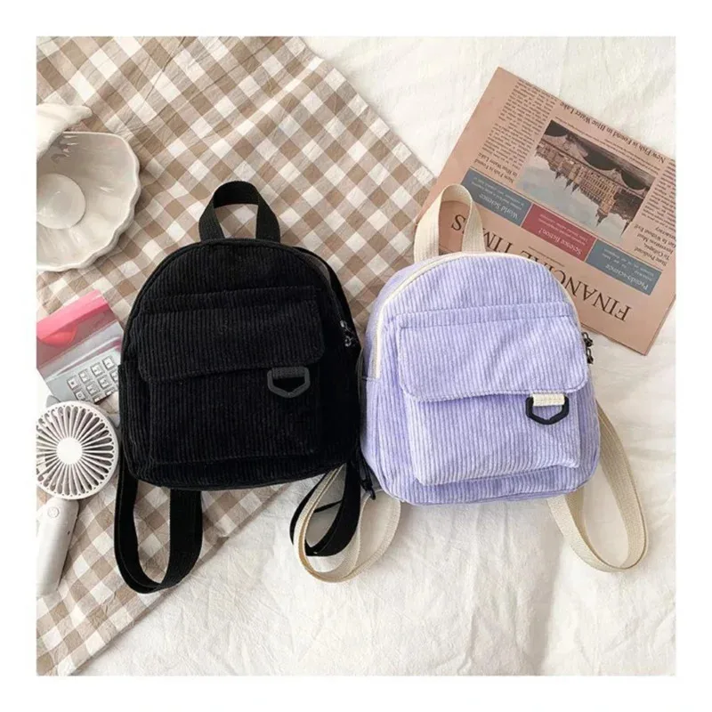 Mini Corduroy Backpack Ins Popular Cute Student Makeup Commuting Bag