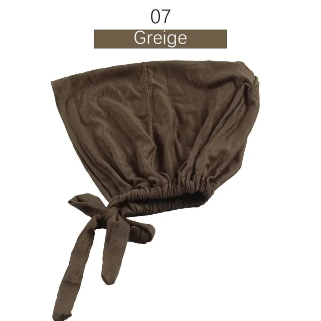 Muslim Women Elastic Tie Back Inner Hijab Caps Cotton Jersey Stretch Underscarf Modal Bonnet Headwrap Turbante Mujer 07