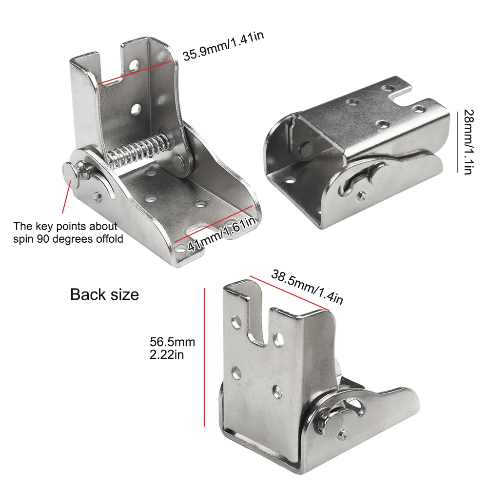 

Household Hardware Folding Hinge 4pcs 6.5*4.5*6cm Convenient Self-locking Silver Simple Stainless Steel Brand New