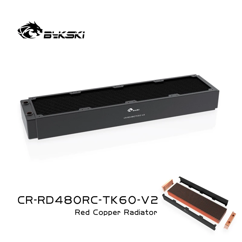 

Bykski Radiator 480 60mm, Red Copper/ 3 Layers 14 FPI / 120mm Fan Computer Water Cooling Liquild Cooler Row, CR-RD480RC-TK60-V2