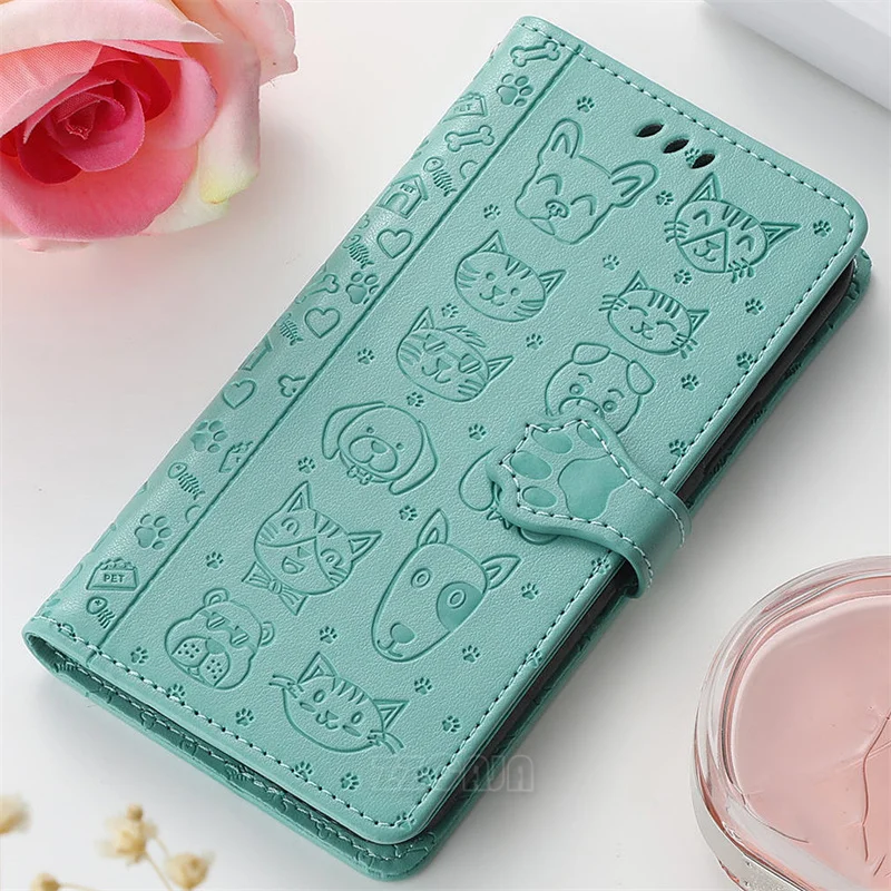 Carving Cat Kitty Puppy Dog Per Samsung Galaxy S23 Fe 5G S22 Ultra S21 S20 Plus S10 Lite Custodia Flip Leather Stand Slot Per Schede Cover