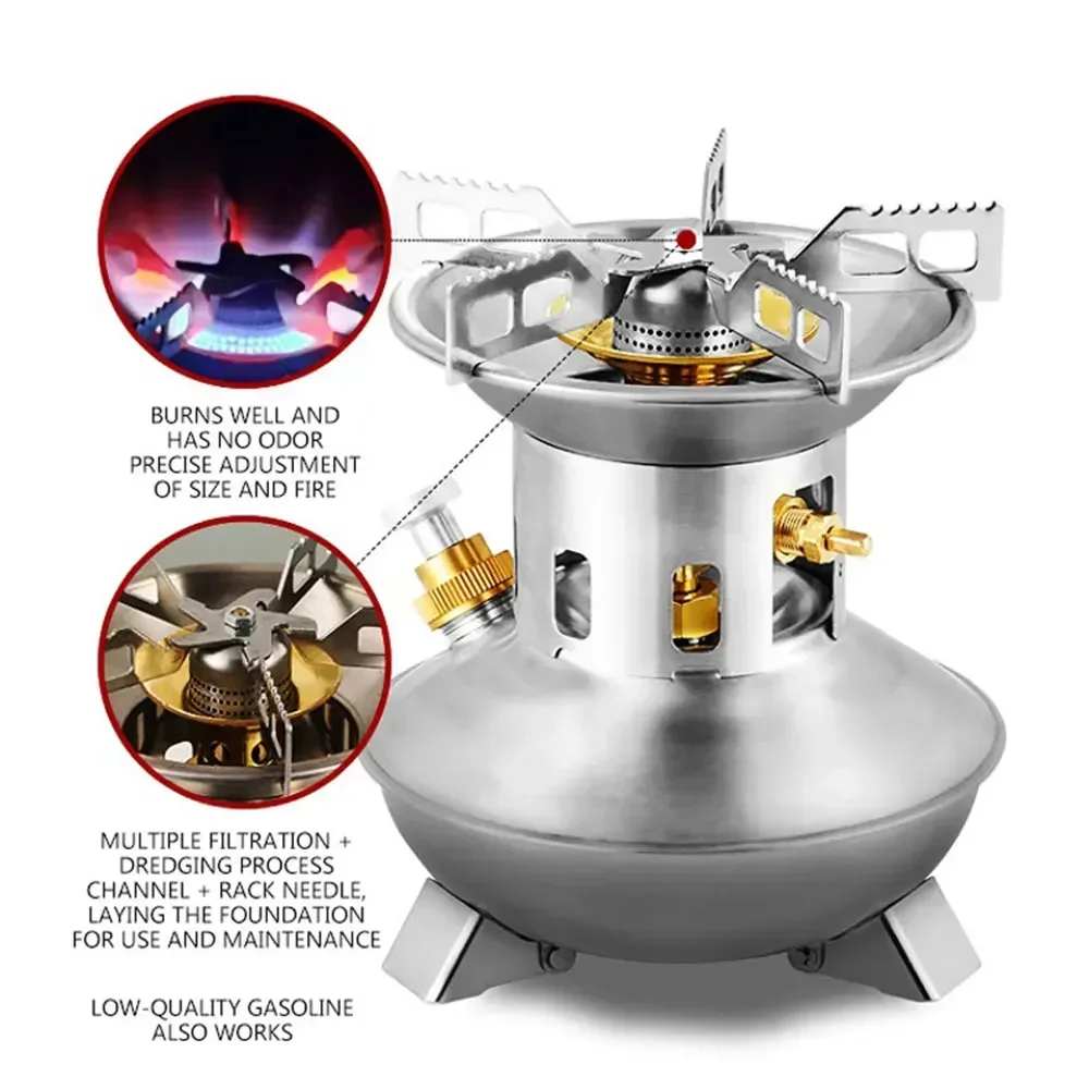 Gas Burner Stainless Steel Outdoor Gasoline Furnace Maintenance-Free Preheating Integrated Portable Gas Stove Camping Tile SG500 2