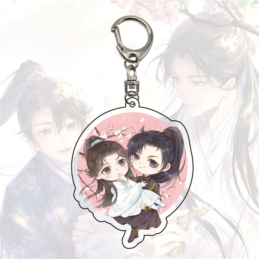 15cm niedlichen Anime der Husky und seine weiße Katze Shizun Chu Wanning Mo lief Cartoon Acryl Schlüssel bund Itabag Anhänger niedlichen Schlüssel ring Spielzeug – Detail 5