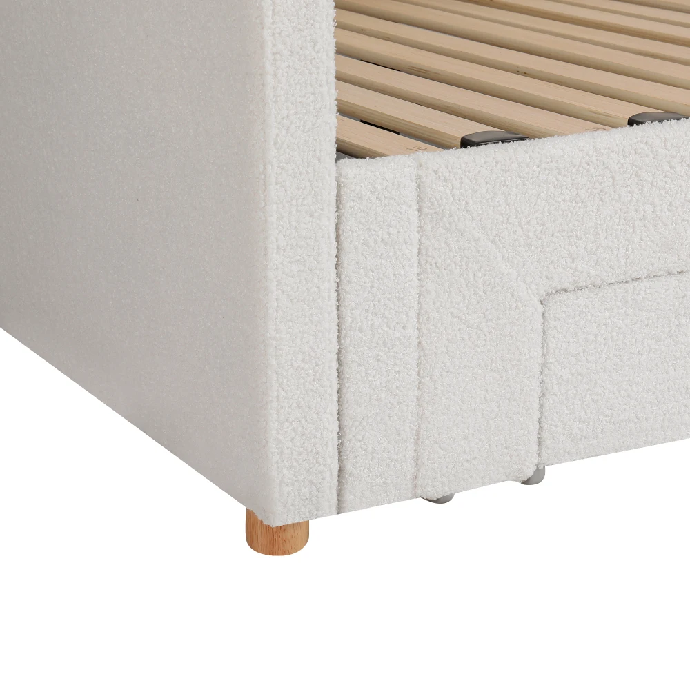 90 x 200 cm großes Polsterbett, Tagesbett, modernes Schlafsofa, mit 2 Schubladen zur Aufbewahrung, ausziehbar auf 180 cm, mit USB-Anschluss, für Schlafzimmer – Detail 12