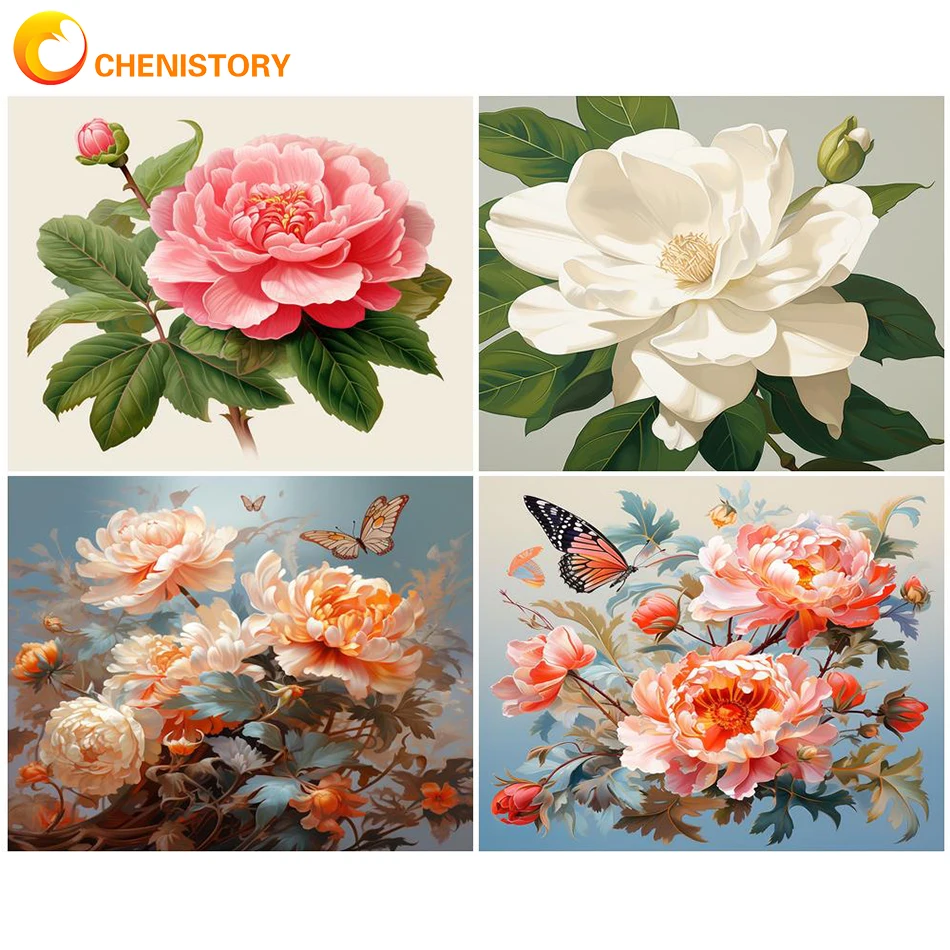 

CHENISTORY Paint By Number On Canvas For Adults Diy Kit Bloom Flower Acrylic Painting By Number Coloring Drawing Home Decoration