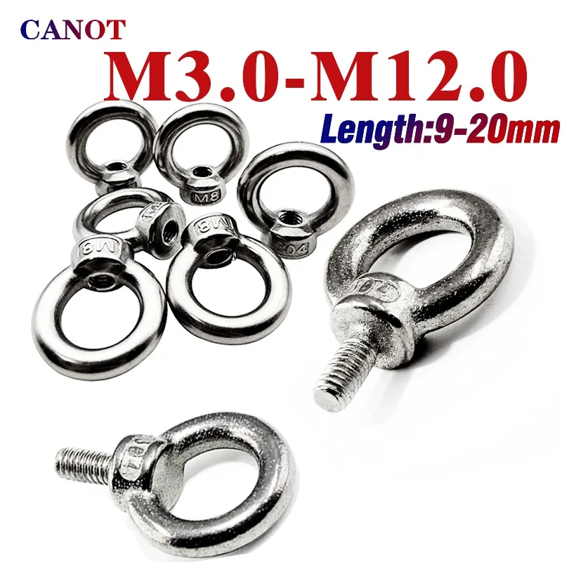304 Stainless Steel Lifting Eye Nuts Screw Ring Eyebolt Ring Hooking Nut Screws M3 M4 M5 M6 M8 M10 M12