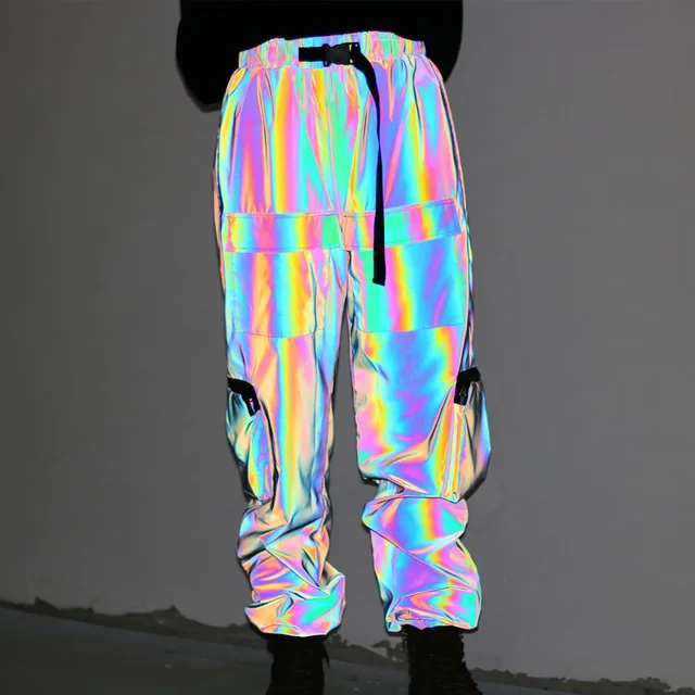 Colourful Holographic Reflective Cargo Pants 3