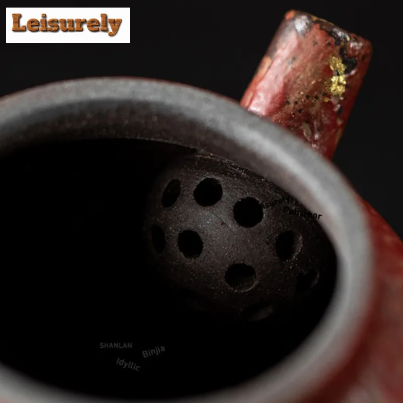 140ml Gold Sprinkle Mountain Red Teapot Japanese Tea Infuser Pot Tea Maker Kettle With Filter Puer Cafes Supplies Gift Supplies