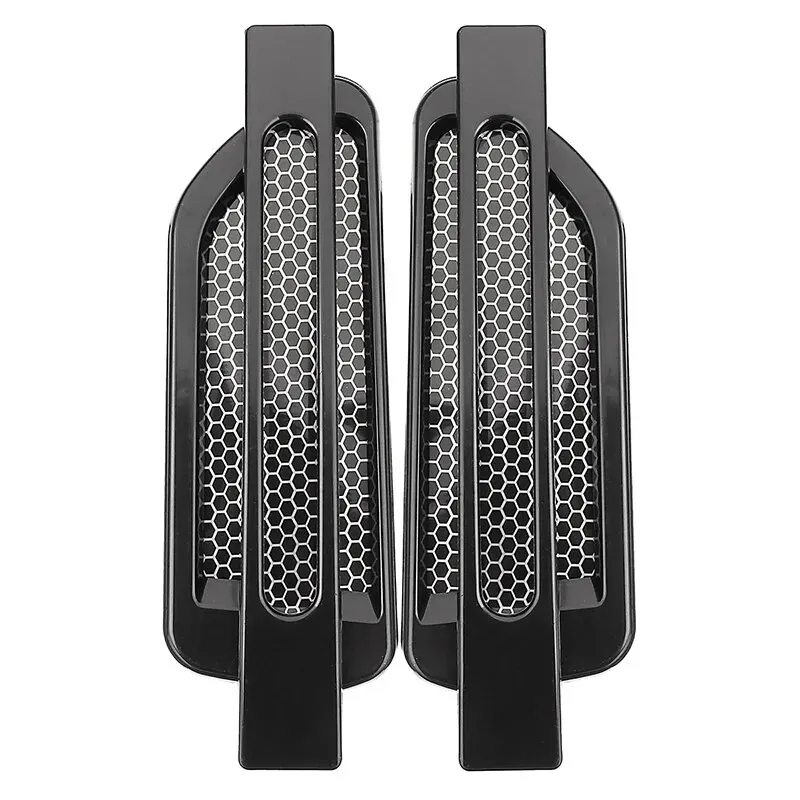1pair Car Fender Stickers Air Flow Spoiler Racing Intake Grille Trim Chrome Decorative Automobile Accessories car body trim accessories