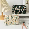 Ins Women's Canvas Makeup Organizer Bags Zipper Wash Skincare Storage Bag Case Daisy Embroidery Girl Pencil Case 5