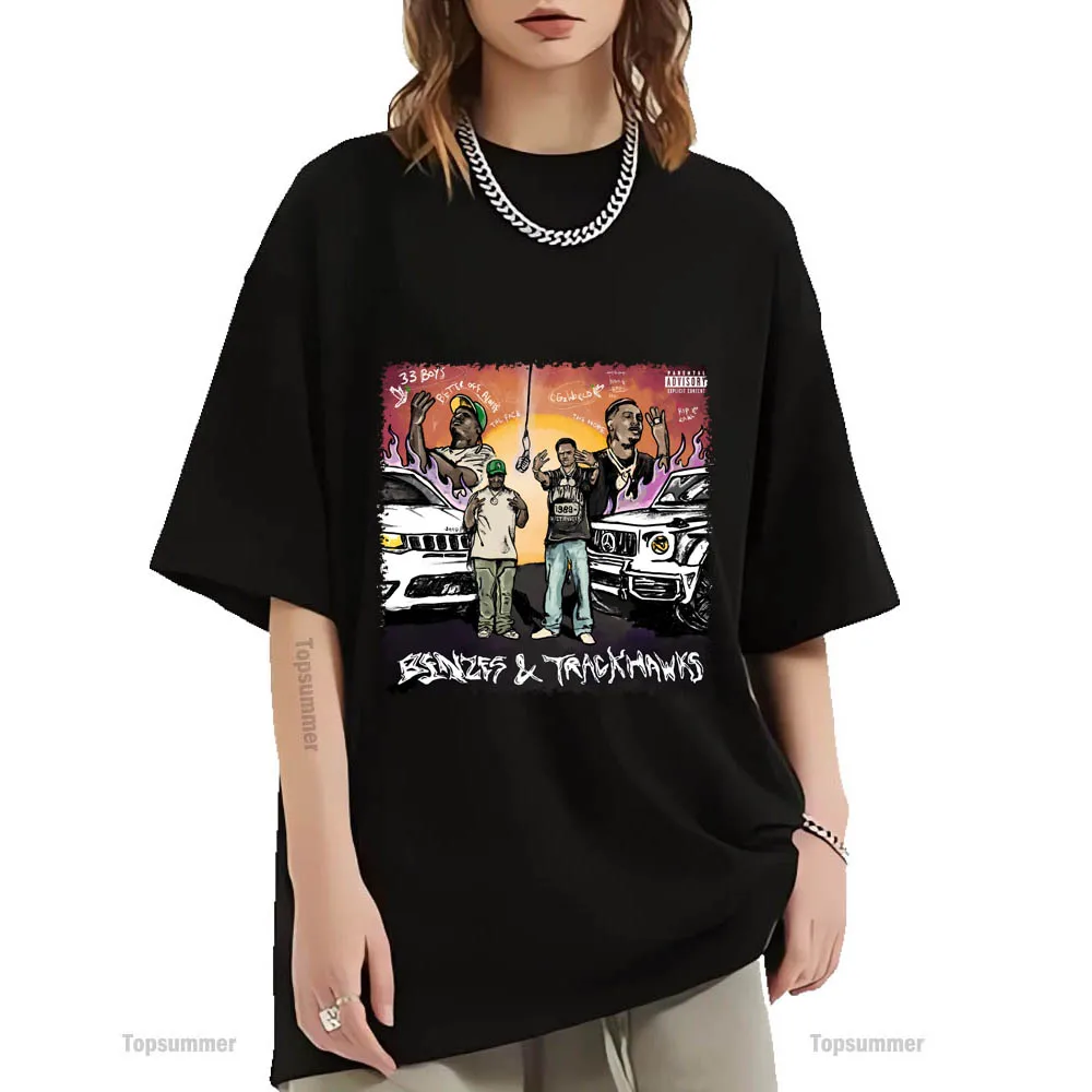 

Lil Bean & Zaybang Benzes & Trackhawks Album Tour T-Shirt Mens Summer Streetwear Graphic Print T Shirt Cotton T Shirts