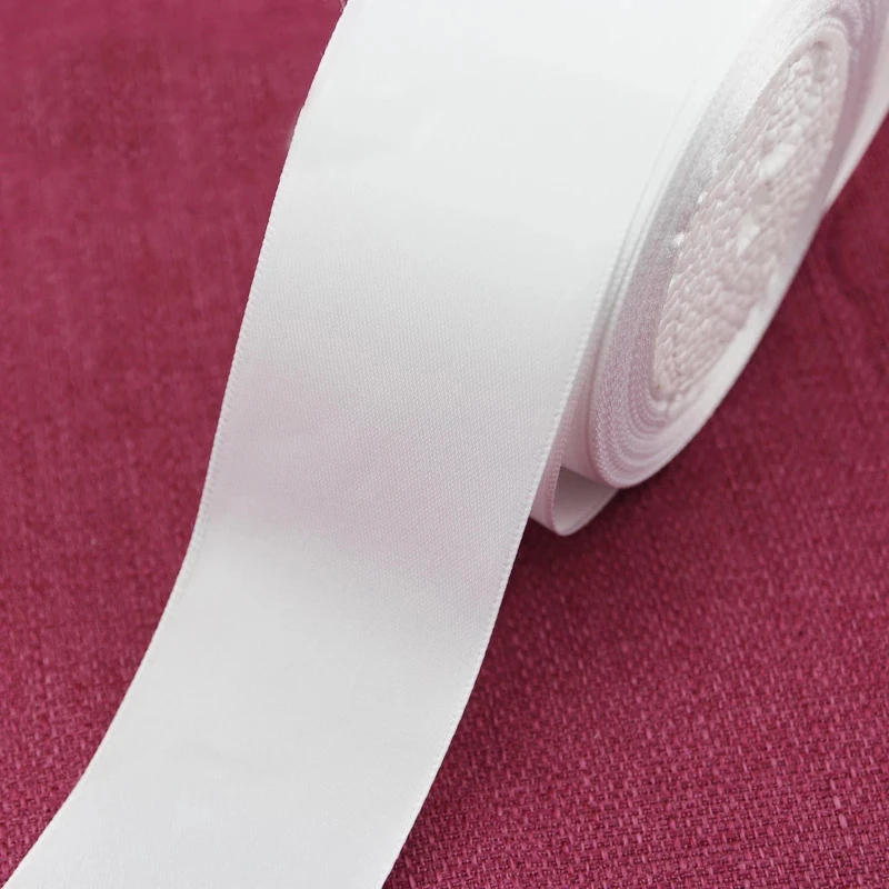 25 Yards/Roll White Single Face Satin Ribbon Wholesale Gift Wrapping Christmas Handmade DIY Ribbons