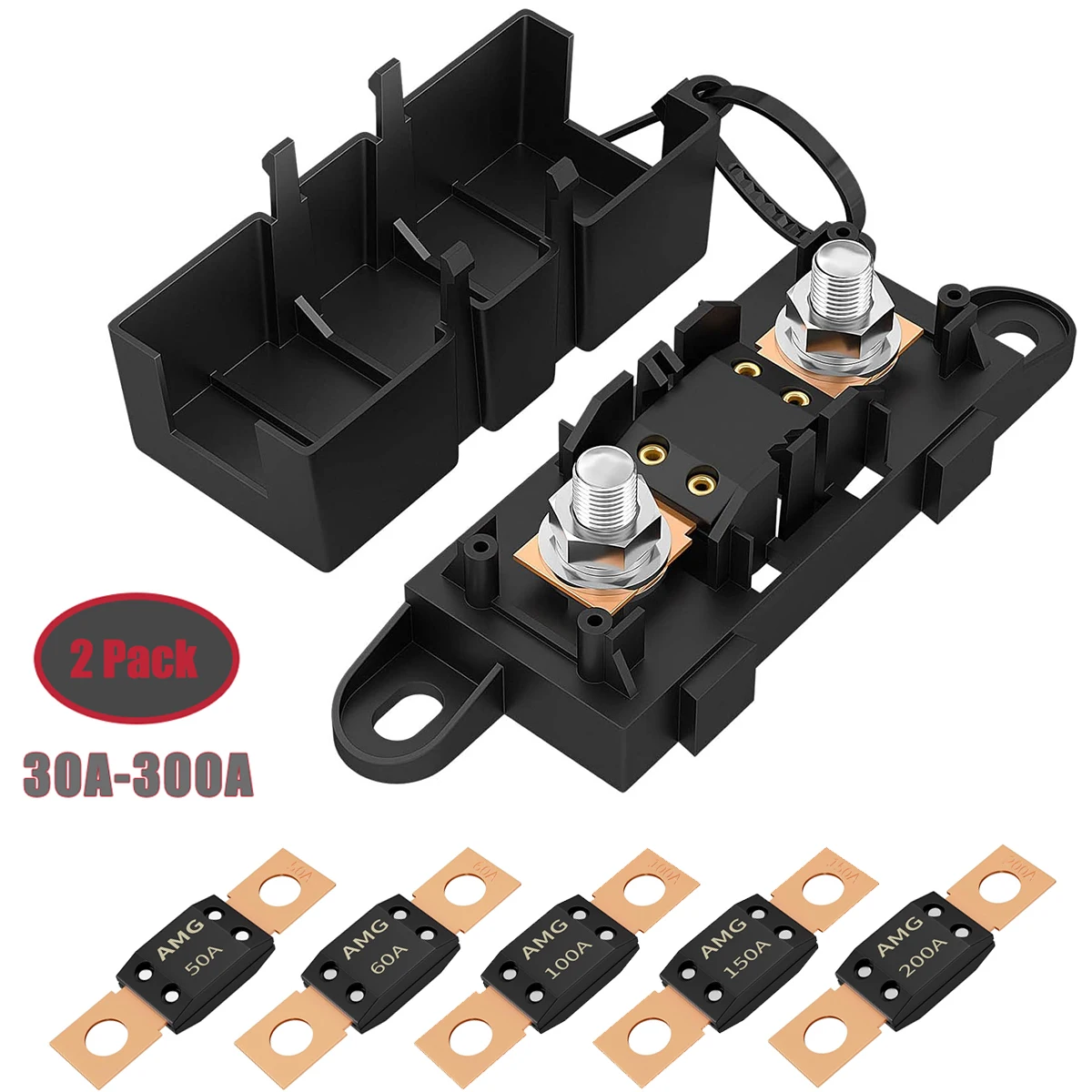Fuse holder 2PCS MEGA Auto Fuse Holder ANM Bolt-on Blade Fuse Flat Type ANL 30A-300A