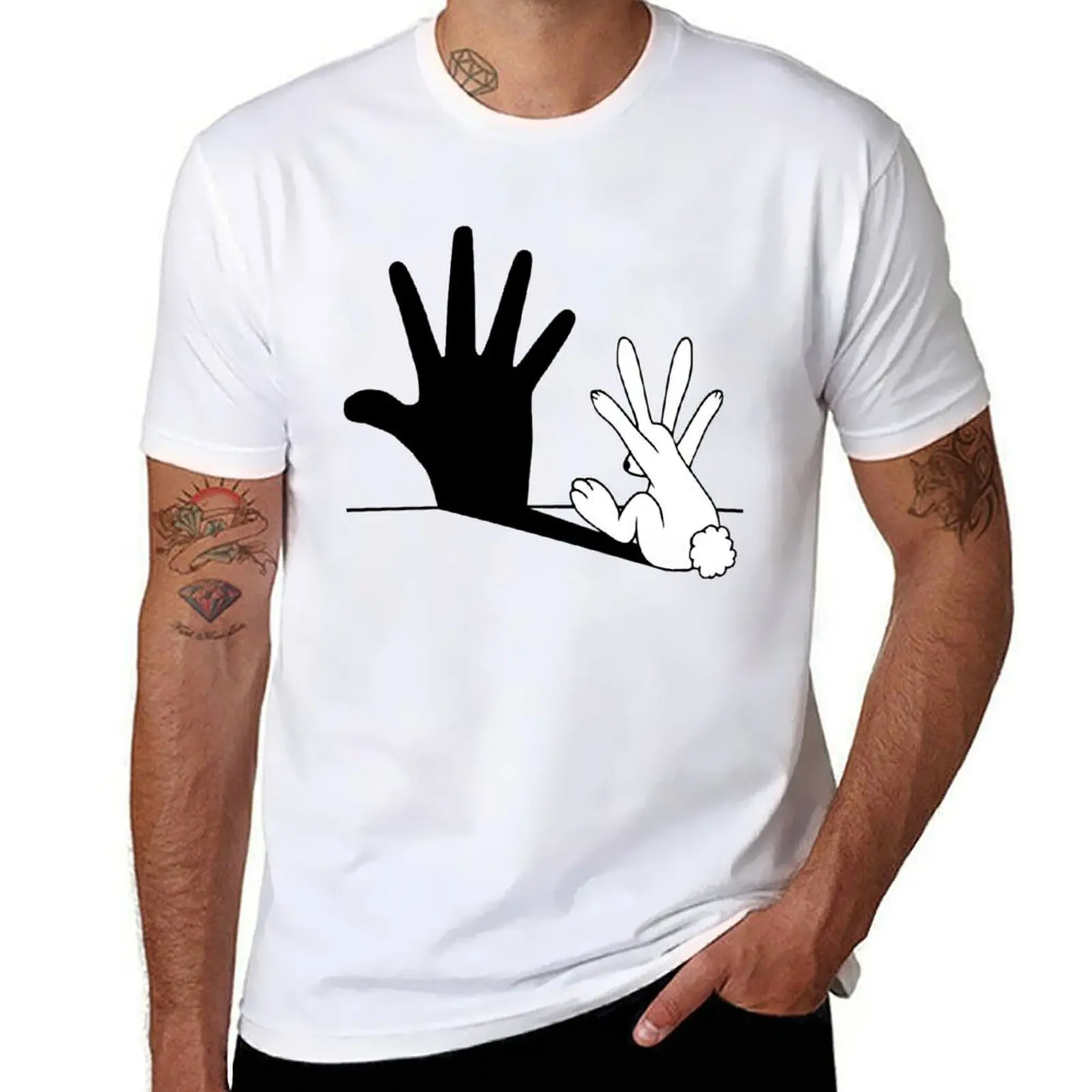 Rabbit Hand Shadow Classic T-shirt plain oversizeds black t shirts for men