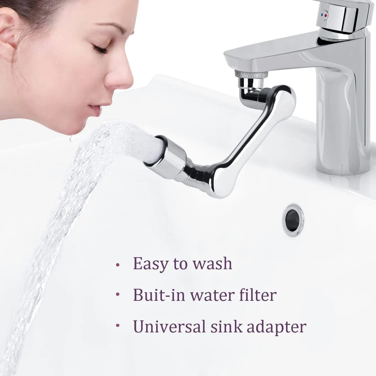 1080° Rotating Faucet Aerator Extender Large-Angle Water Nozzle Adapter Universal Splash Filter Kitchen Tap Exten