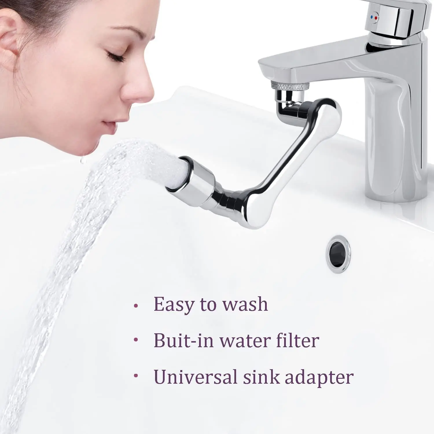 

1080° Rotating Faucet Aerator Extender Large-Angle Water Nozzle Adapter Universal Splash Filter Kitchen Tap Exten