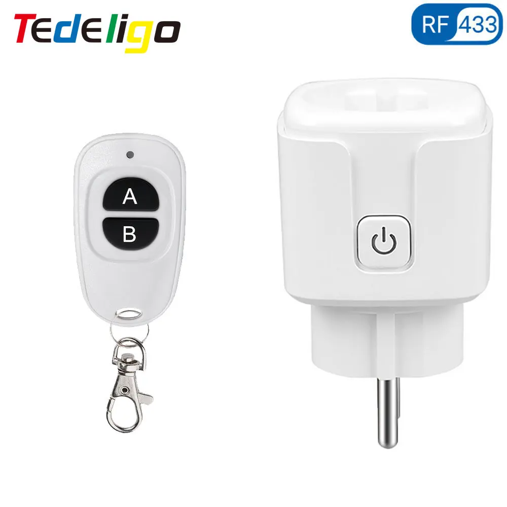 RF 220V 16A Electrical Socket 433MHz Wireless Remote Control Plug 3000W EU FR Standard,for Home LED/Light/Fan/Lamp ON OFF 1