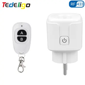 RF 220V 16A Electrical Socket 433MHz Wireless Remote Control Plug 3000W EU FR Standard,for Home LED/Light/Fan/Lamp ON OFF 1