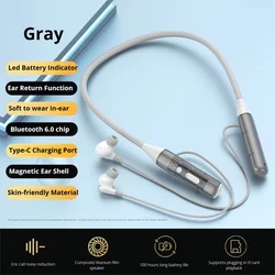 EARDECO Wireless Neckband Headphones with HD Call Quality and Enhanced Bass (Gray)