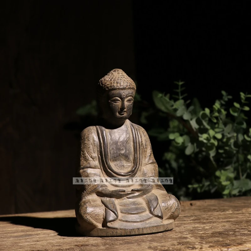

Bluestone carving antique sitting Buddha Sakyamuni Tathagata stone Buddha statue office porch new Chinese Zen ornaments