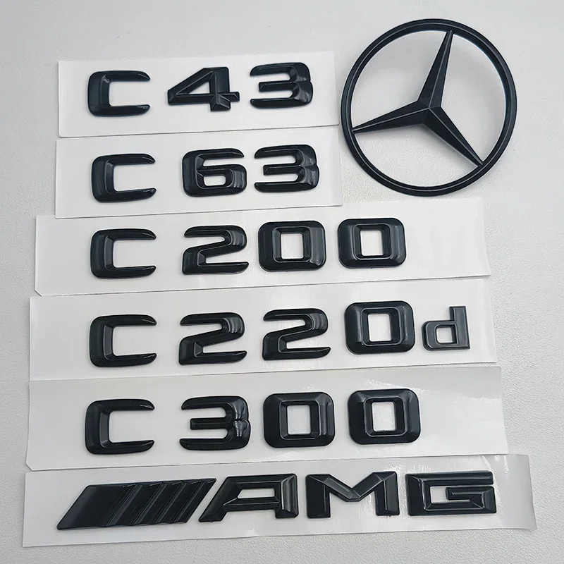 Autocollant Logo 3D ABS C200 Pour Mercedes W205 W204 - Badge De Coffre, Lettres Émblème