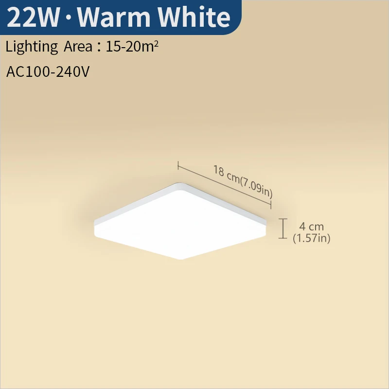 Enhanced Product Title:  
Modern Square LED Ceiling Lamp for Bedroom Lighting - Adjustable White Tones, Energy Efficient