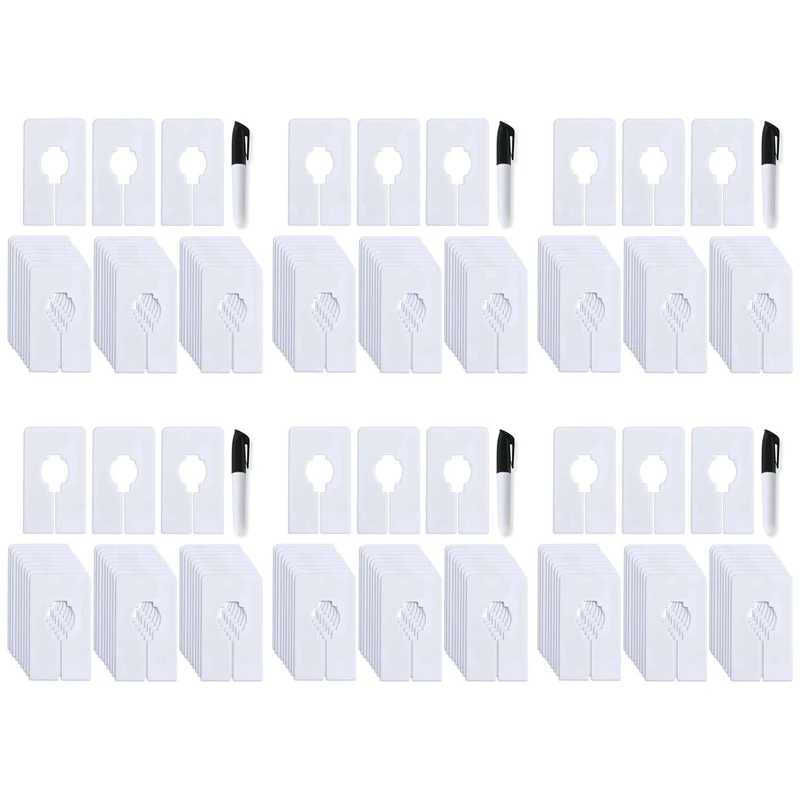 AT44-180 Closet Dividers For Hanging Clothes- Rectangle Clothing Size Dividers,White Closet Divider Set With Marker