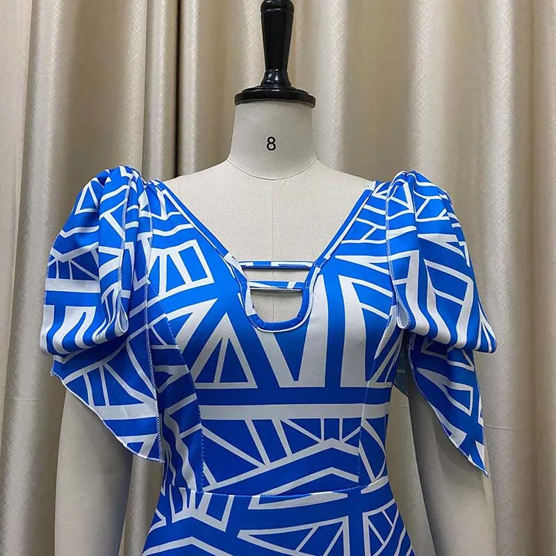 Print African Dresses for Women Dashiki New Fashion Plus Size African Clothes Sexy Straps Pencil Dress Ladies Africa Clothing formal dresses south africa