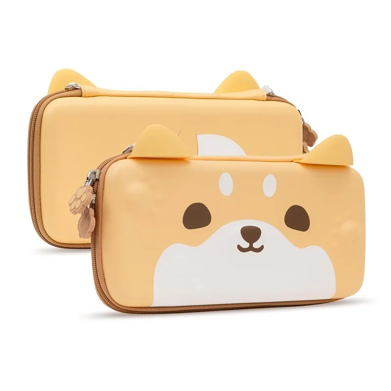 GeekShare-Cute Dog Orelhas Amarelo Saco De Armazenamento, Protables para Nintendo Switch, Pharaoh Strap, Maleta De Viagem