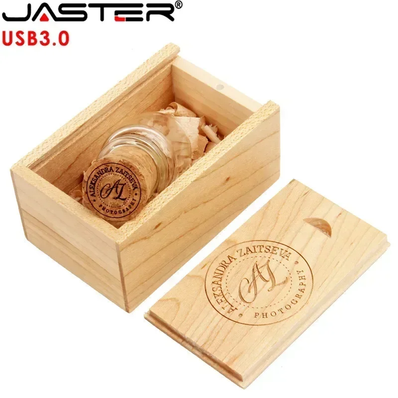USB Flash Drive Flash Drive JASTER USB 3.0 U Disk Glass Drift Bottle With Cork 4GB 8GB 16GB 32GB 64GB 128GB Wedding Gift